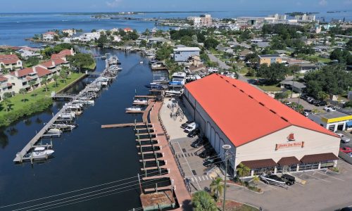 Arial view of marina for sale on Florida's Gulf Coast in Dunedin, FL.