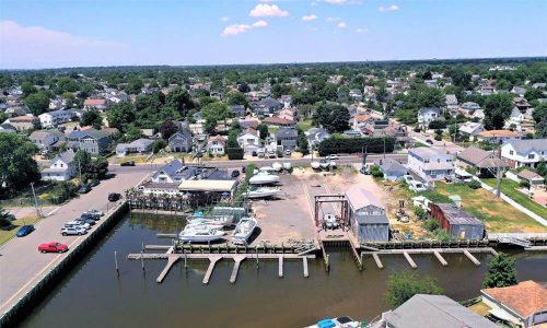 Areal view of marina for sale in Long Island, NY